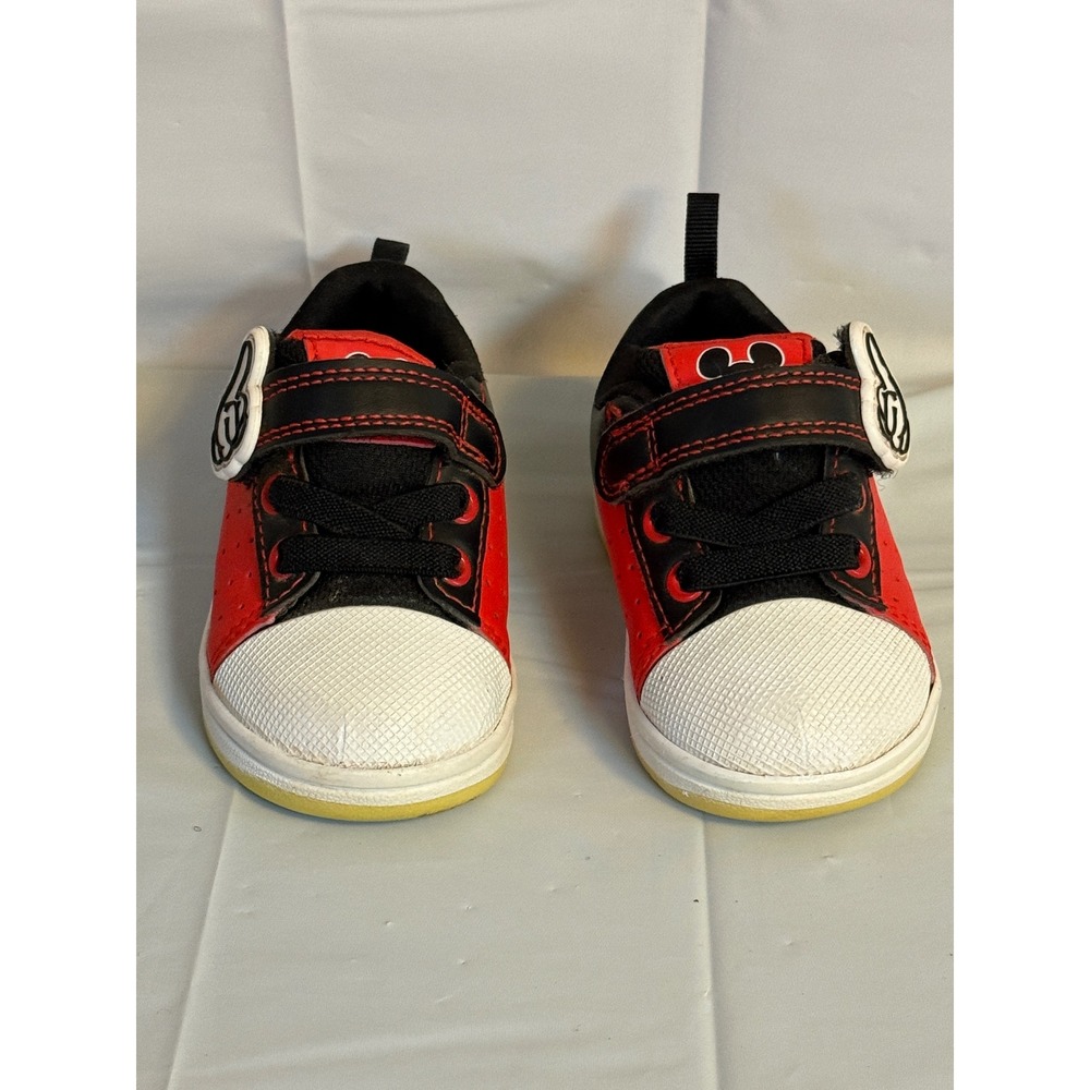 Kids Mickey Mouse Red Black White Velcro Sneakers Shoes‎ Size 5